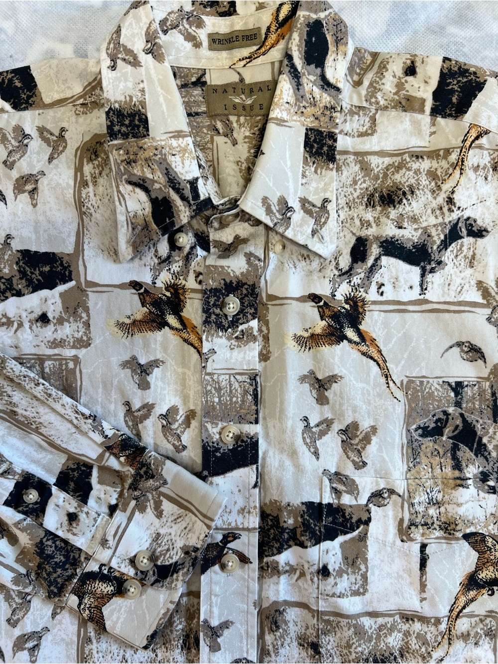 Vintage Hunting Dog Shirt Sz L. Tall Long Sleeve Pheasant Graphic Cabincore 90s